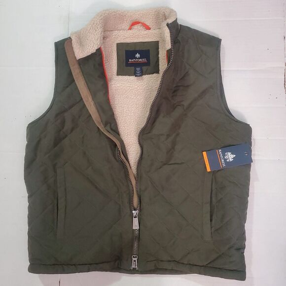 Rainforest HERITAGE MICRO OXFORD DIAMOND QUILTED SHERPA LINED VEST $150 - Picture 2 of 8